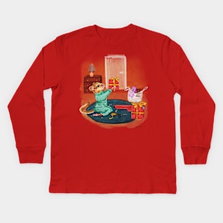 Cosy Christmas Preparation: Festive Watercolor Illustration Kids Long Sleeve T-Shirt